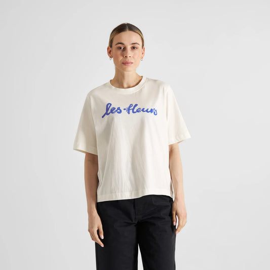 T-shirt Vadstena Les Fleurs Scripted Offwhite
