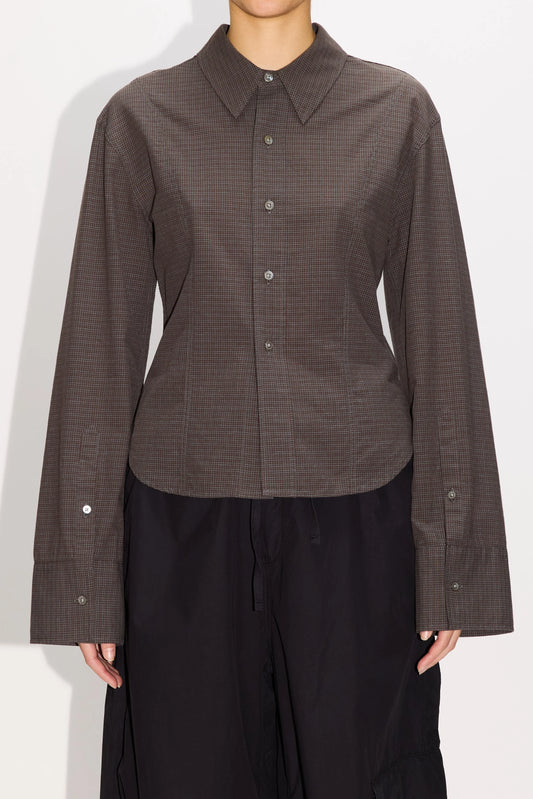 Shape Shirt Dark Brown Check