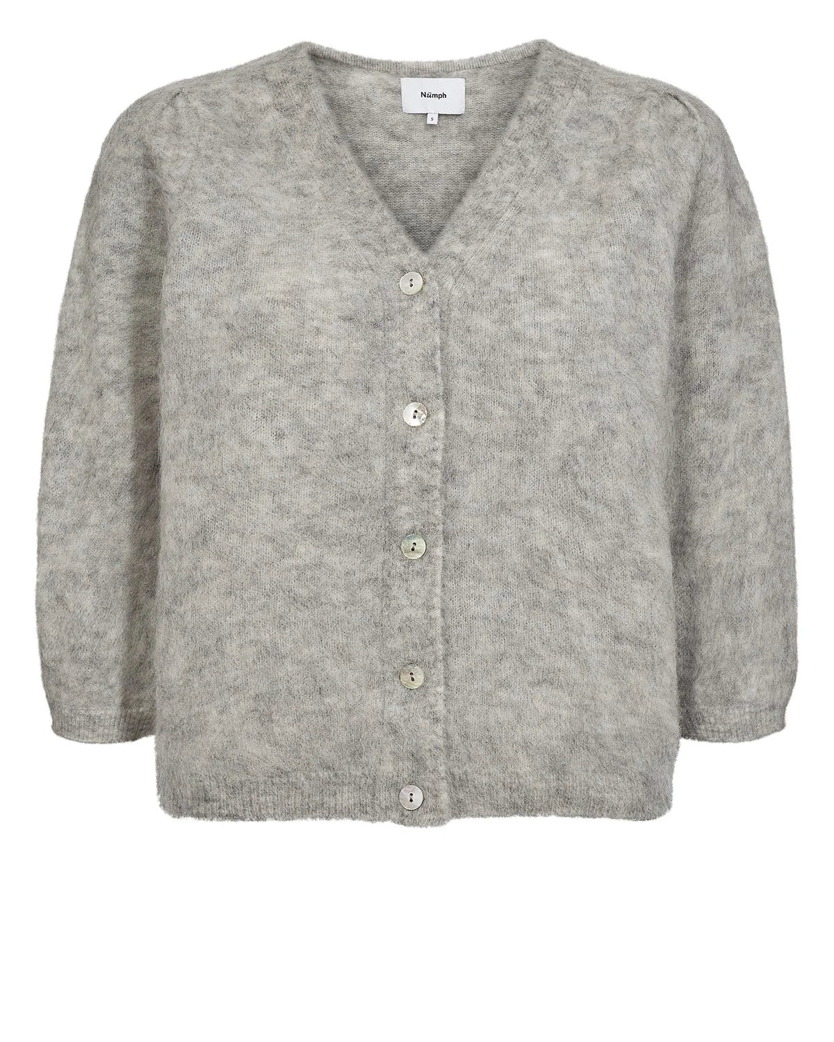 Nusuri Brushed SS Cardigan, Light Grey Mel
