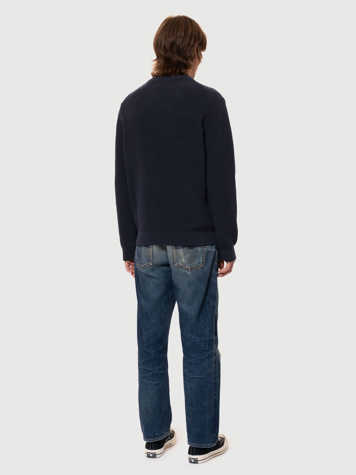 August Rib Cotton Sweater, Navy