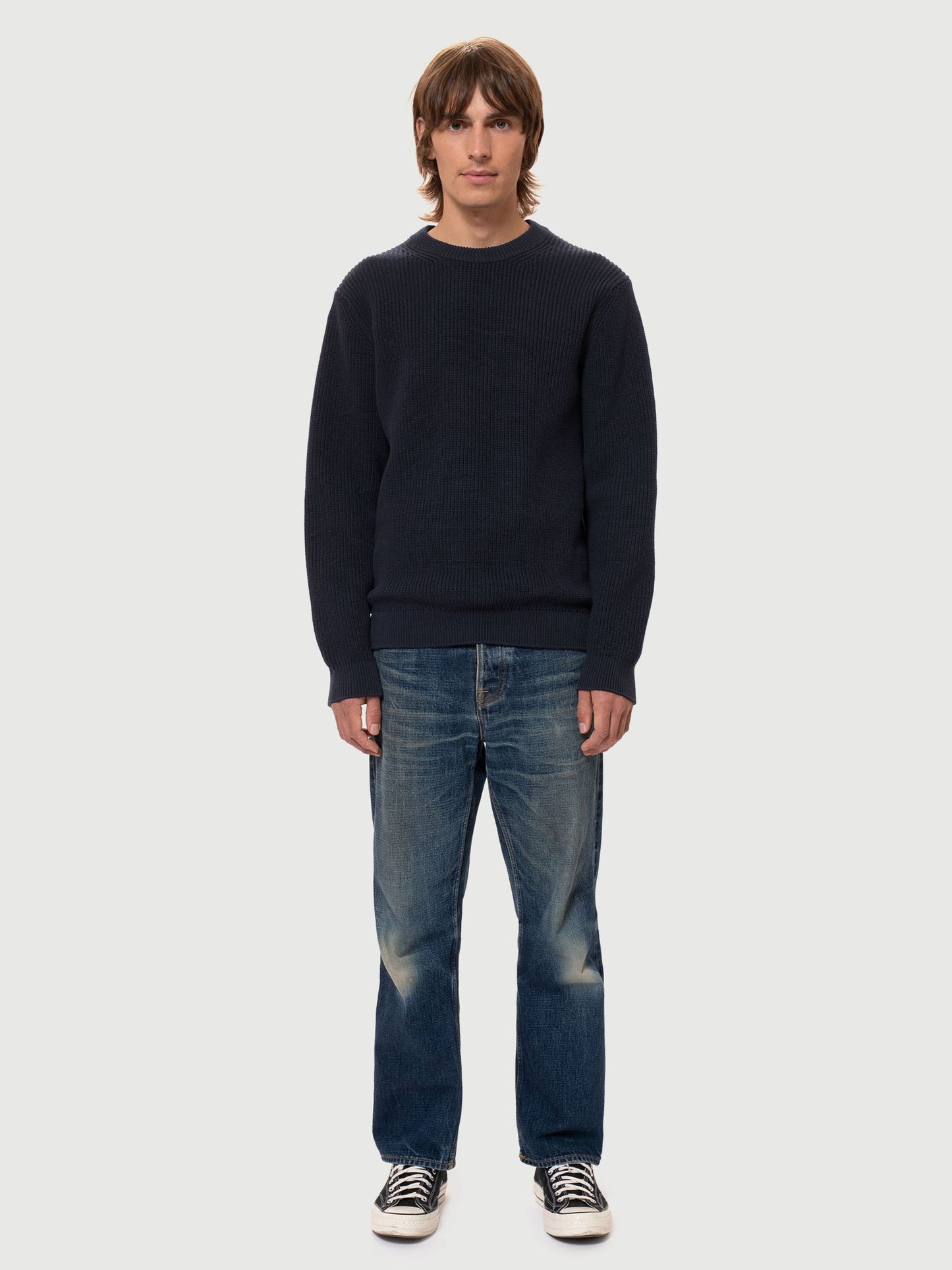August Rib Cotton Sweater, Navy