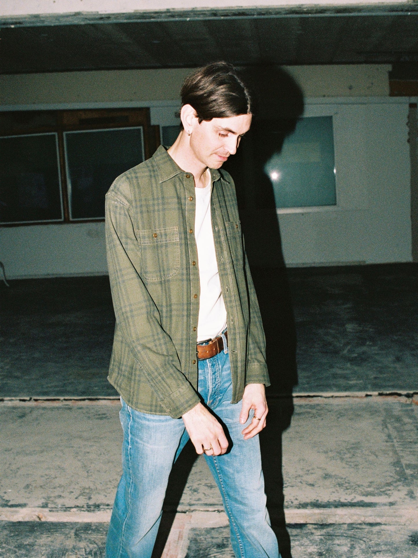 Julian Worker Plaid Check Shirt, Olive