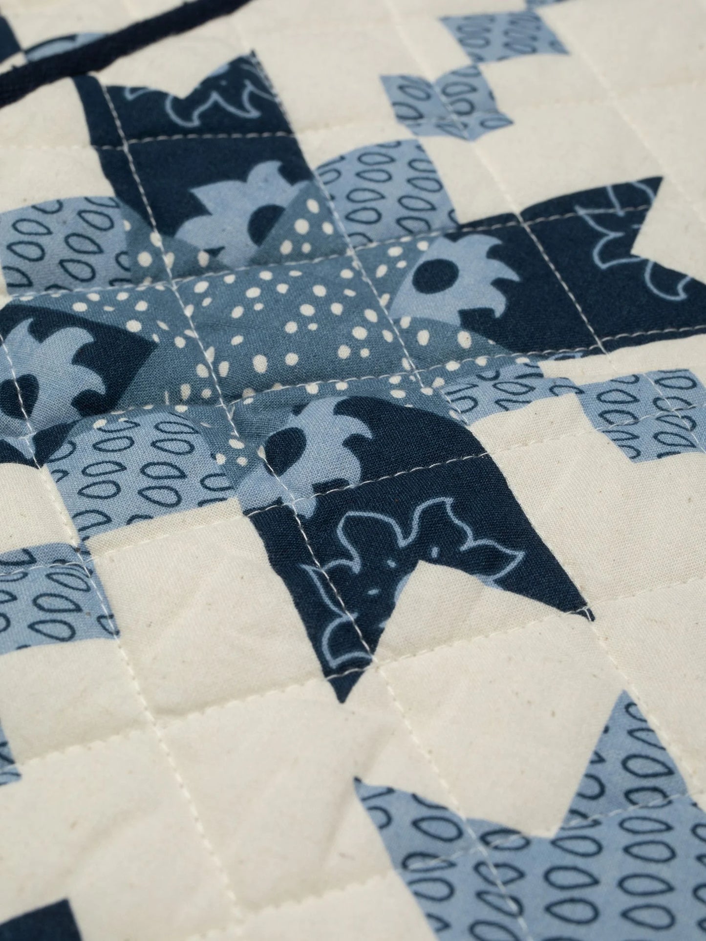 Lill Quilted Cotton Vest, Offwhite/Blue