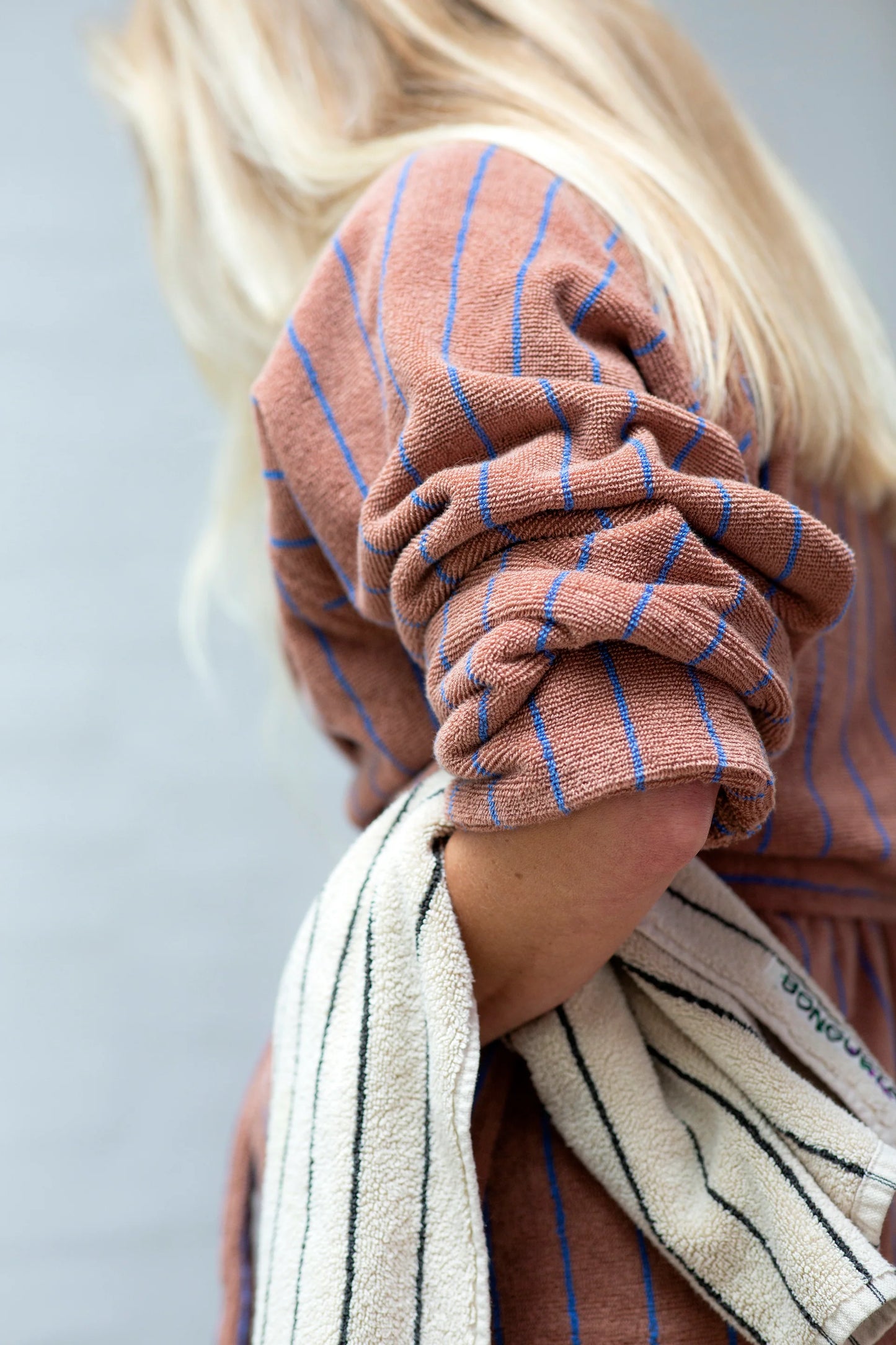 Naram Bathrobe, Camel & Ultramarine Blue