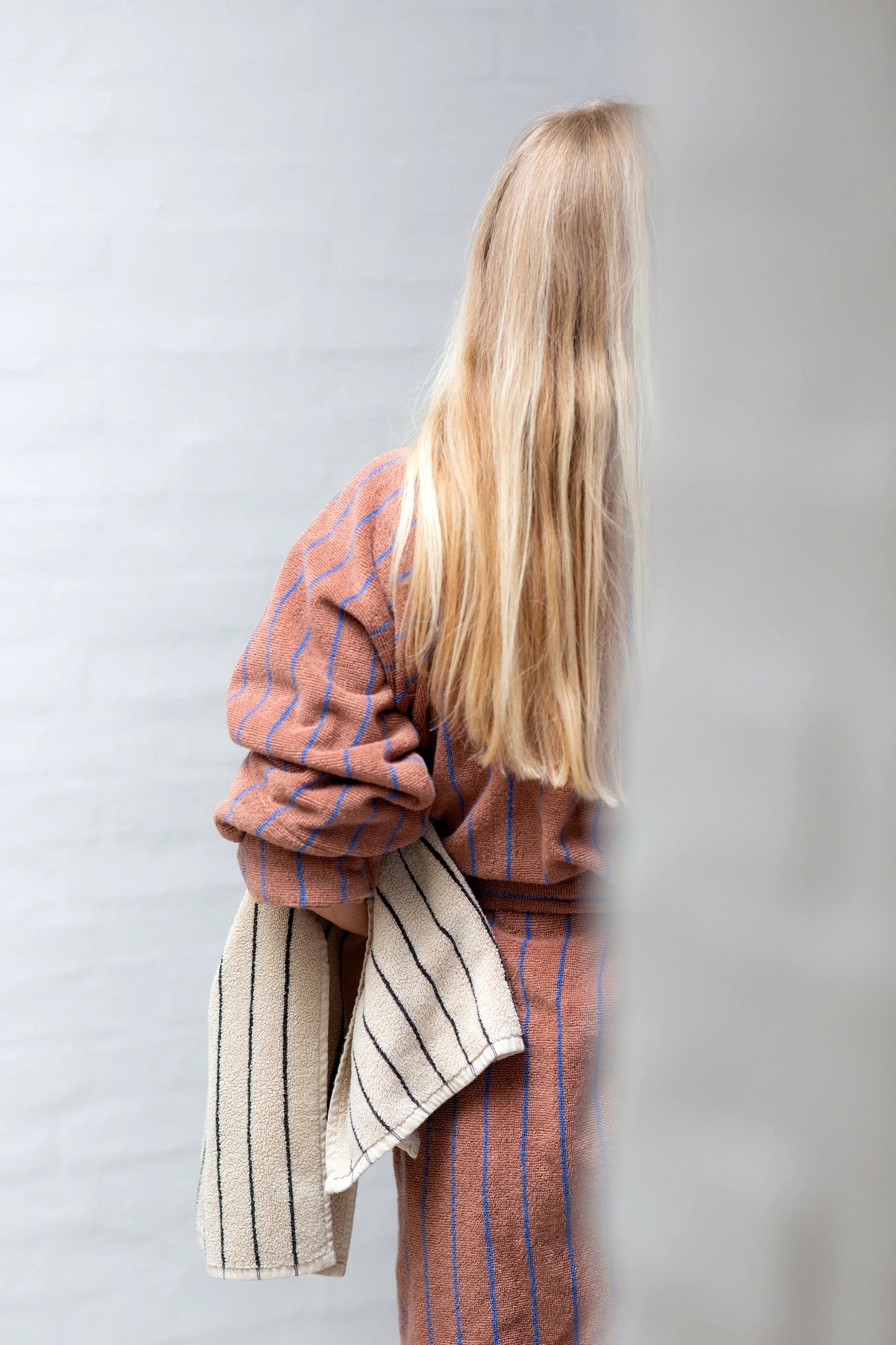 Naram Bathrobe, Camel & Ultramarine Blue