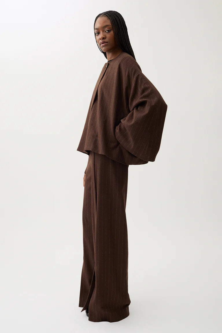 Cleo Pinstripe Blazer, Chicory Coffee