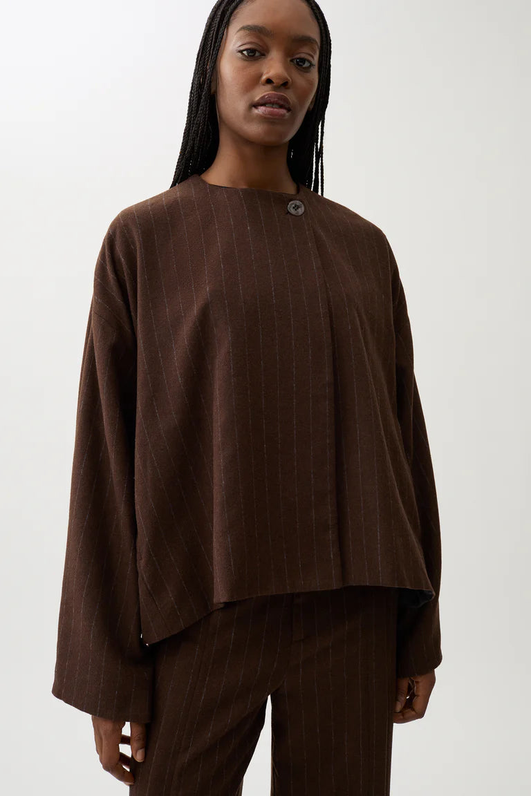 Cleo Pinstripe Blazer Chicory Coffee