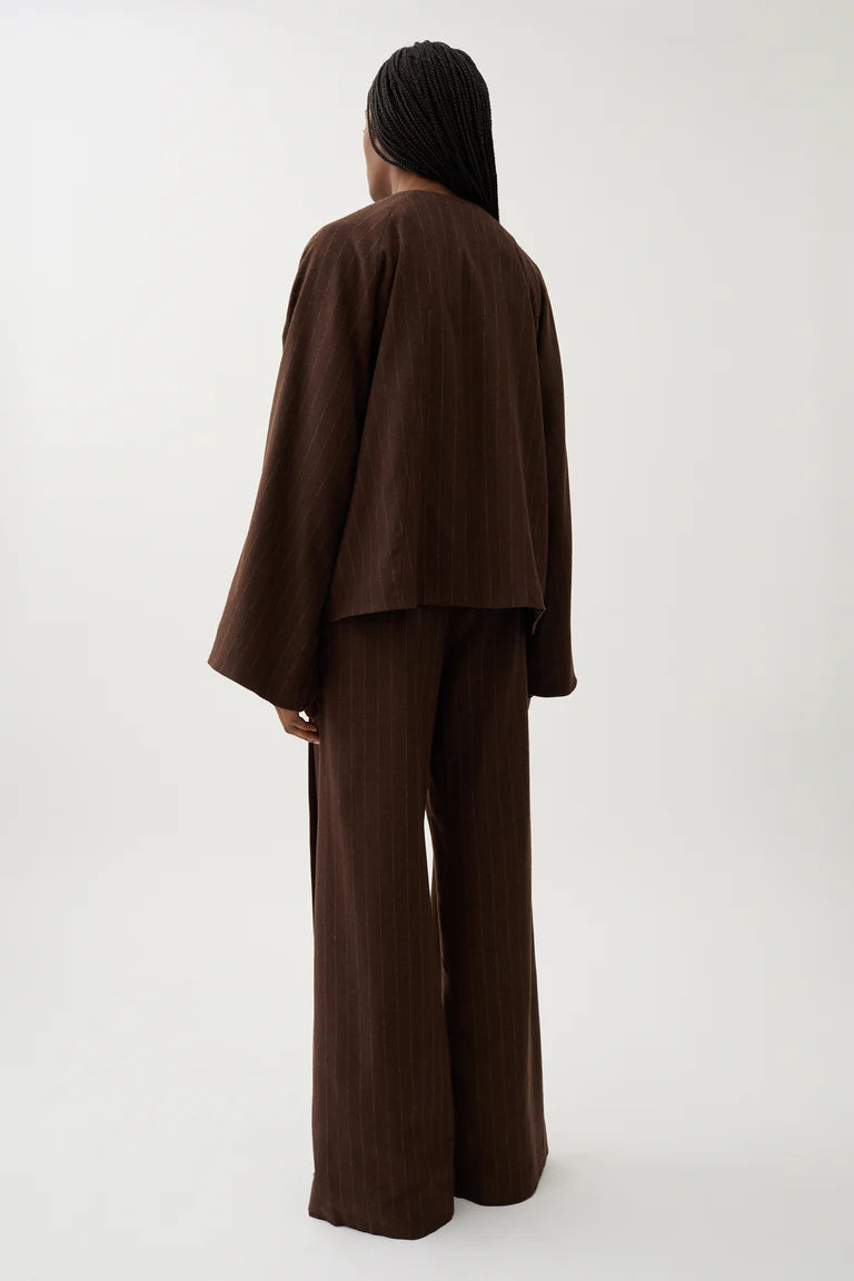 Cleo Pinstripe Blazer, Chicory Coffee