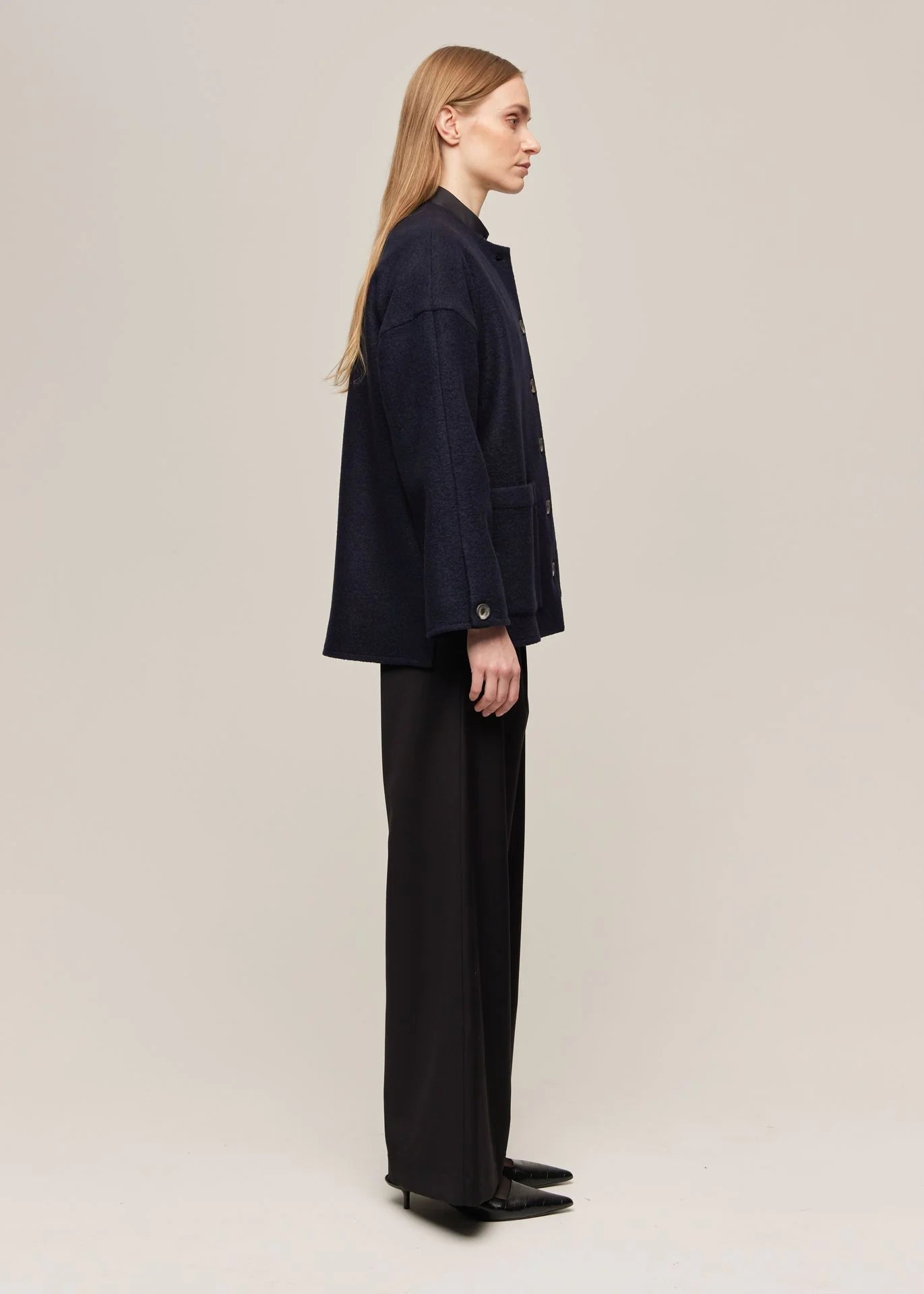 Iman Wool Coat, Dark Navy