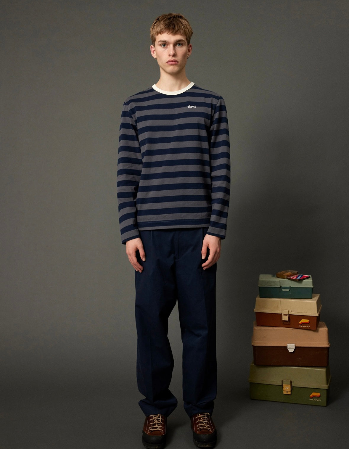 Ray Longsleeve, Navy/Dark Grey