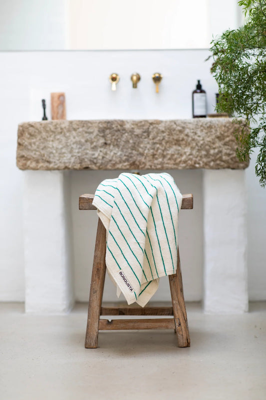 Naram Bath Towel, Pure White & Grass
