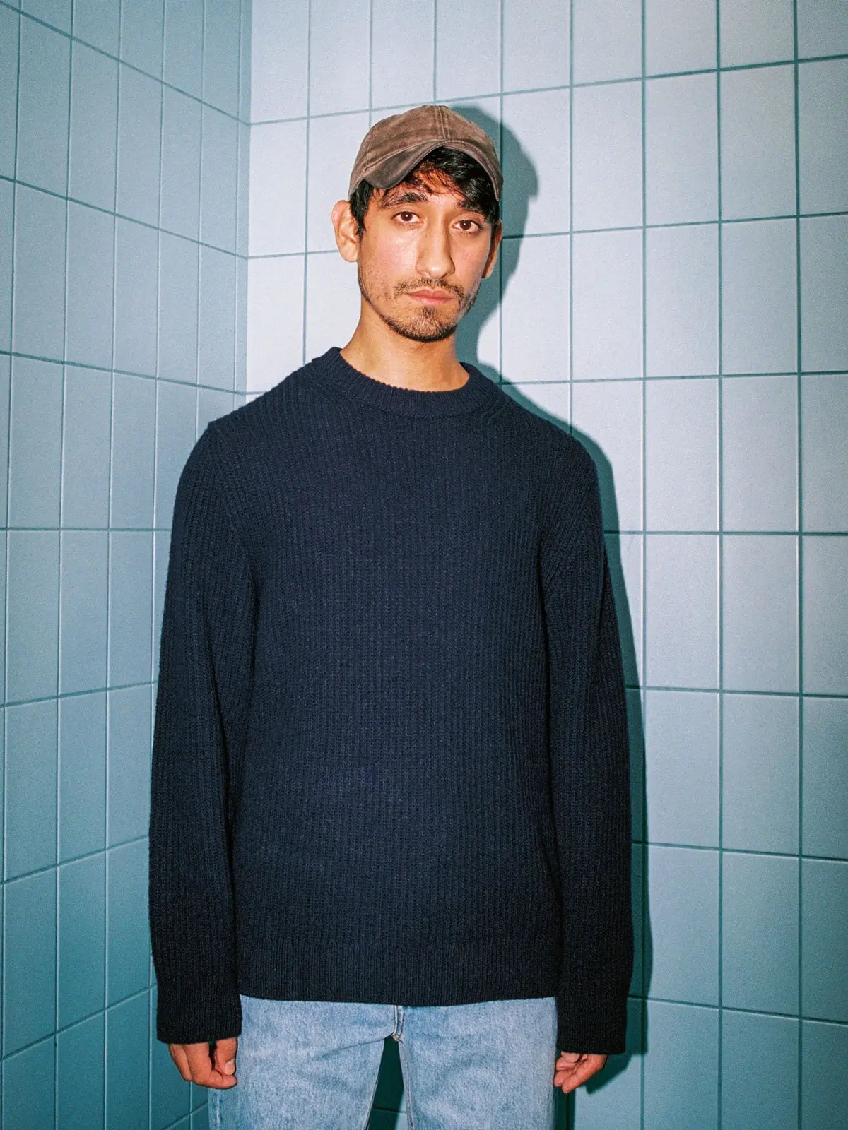 August Rib Cotton Sweater, Navy