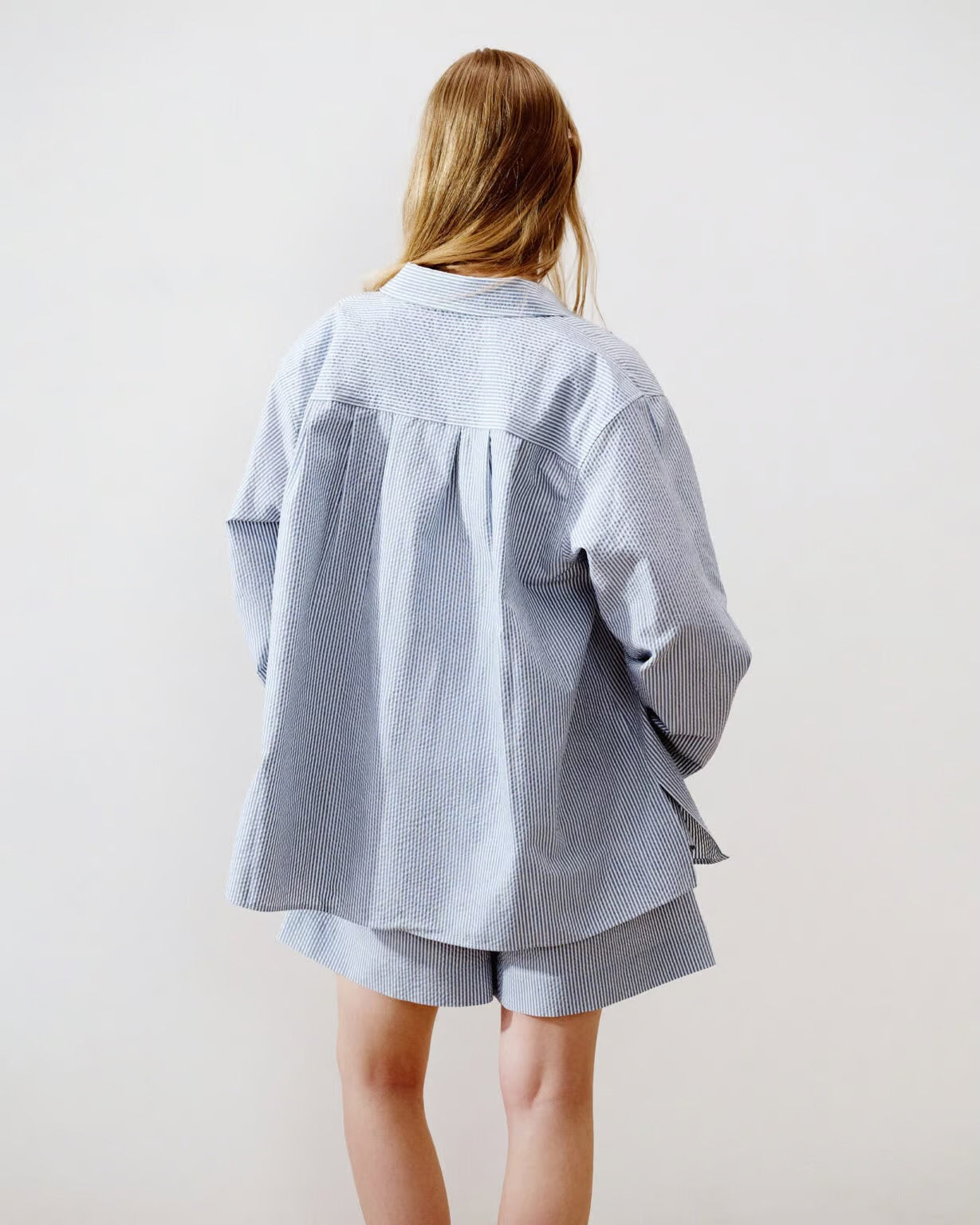 Ocean Shirt Seersucker, Blue/White Stripe
