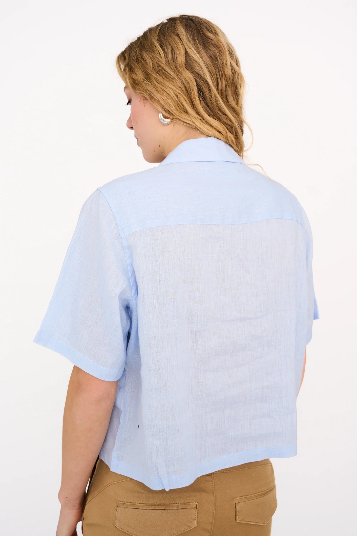 Karmey SS Linen Shirt, Pale Blue