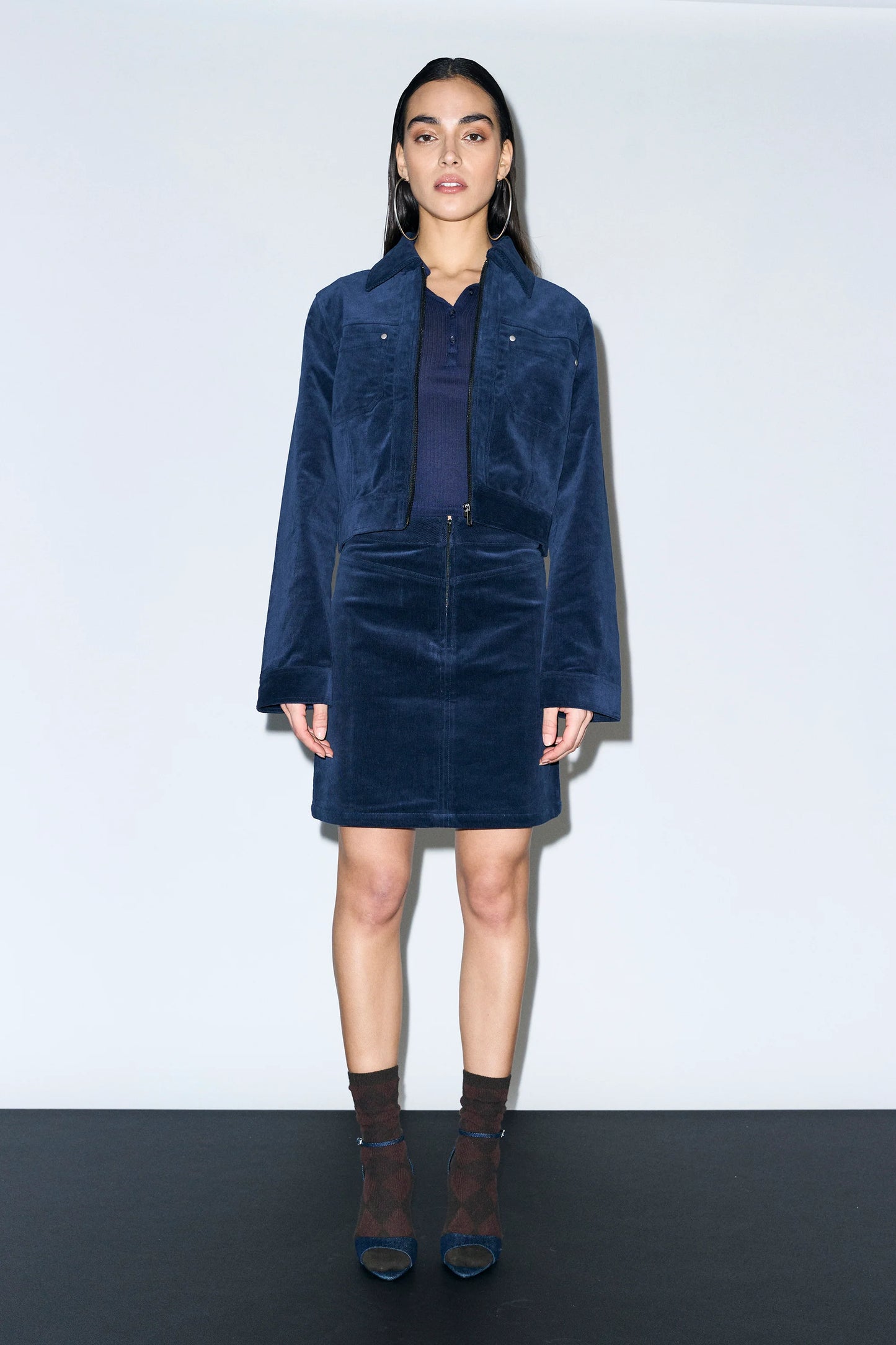 Sign Cord Mini Skirt, Deep Navy Blue