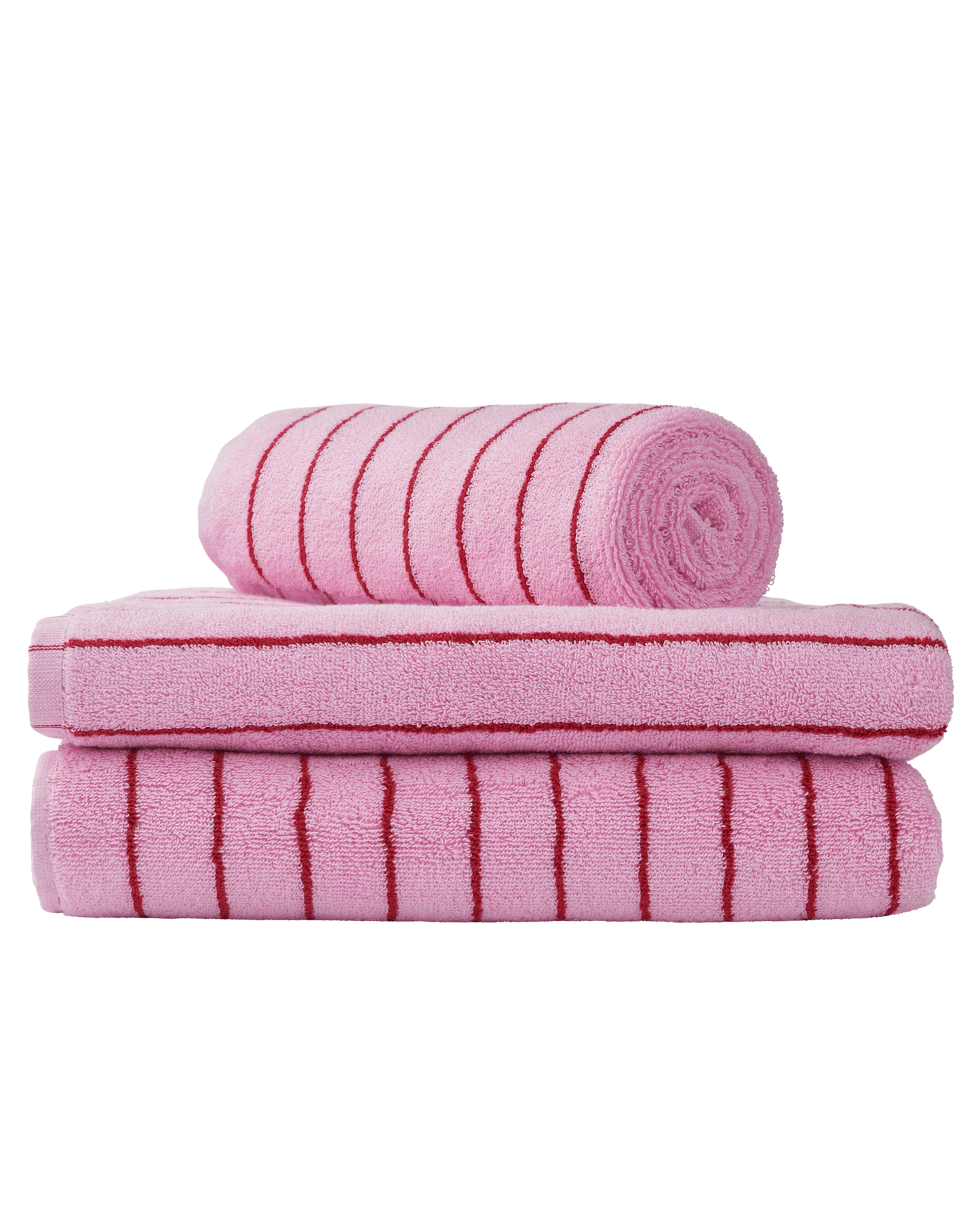 Naram Bath Towel, Baby Pink & Ski Patrol Red