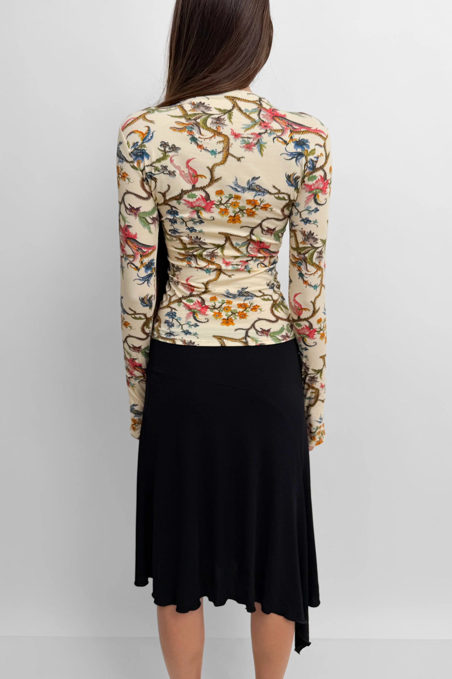 Karlai Long Sleeve Dance Top, Cream Multi