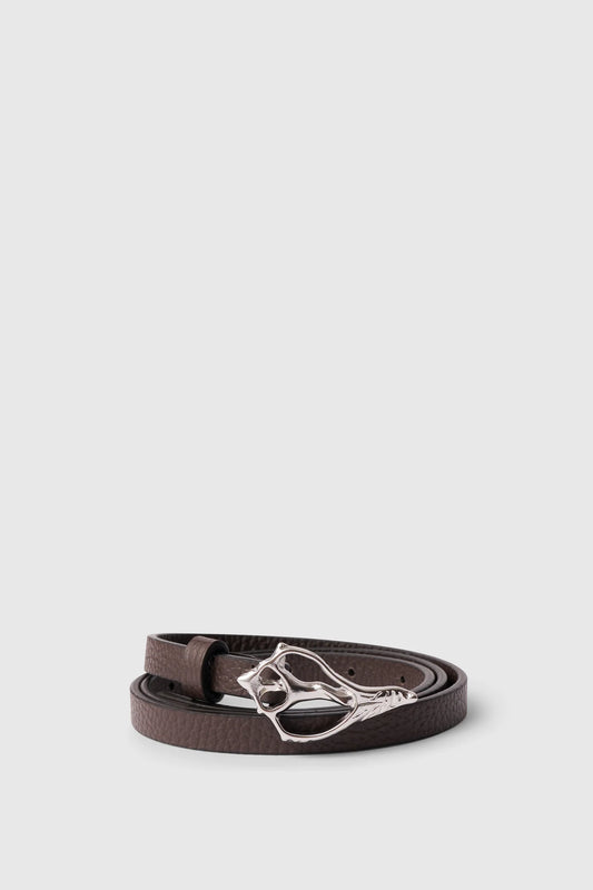 Petit Shell Pebble Belt Dark Brown/Silver