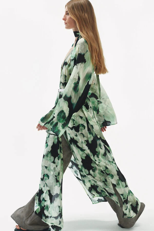 Camille Dress, Blurry Flower Green