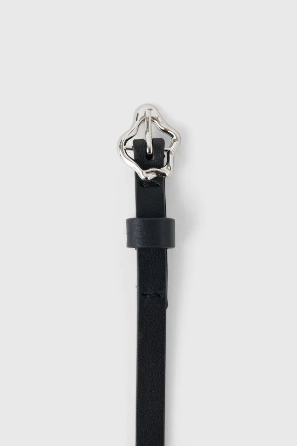 Small Coral Leather Belt, Black
