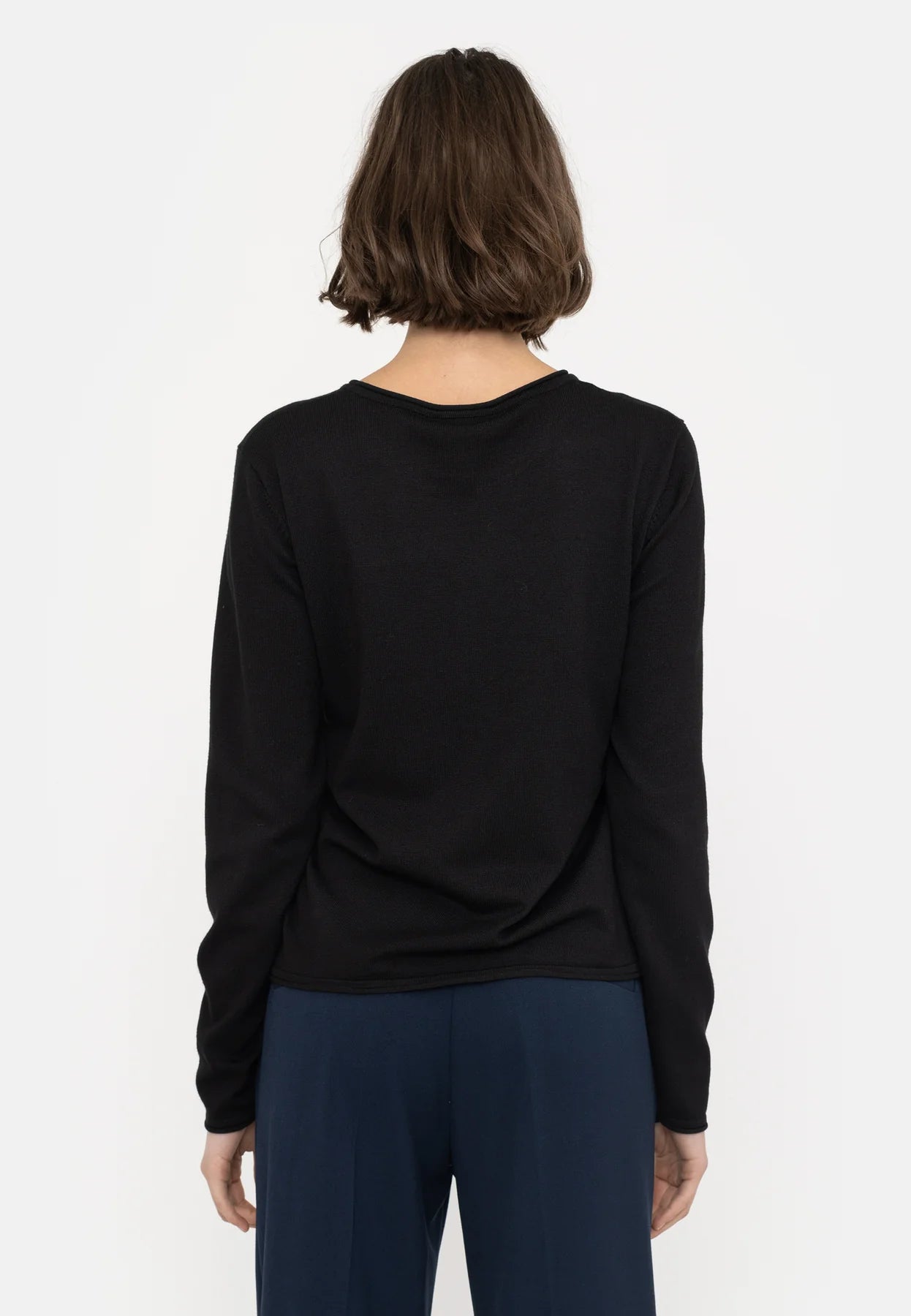 SRMarla O-Neck Roll Edge Knit, Black