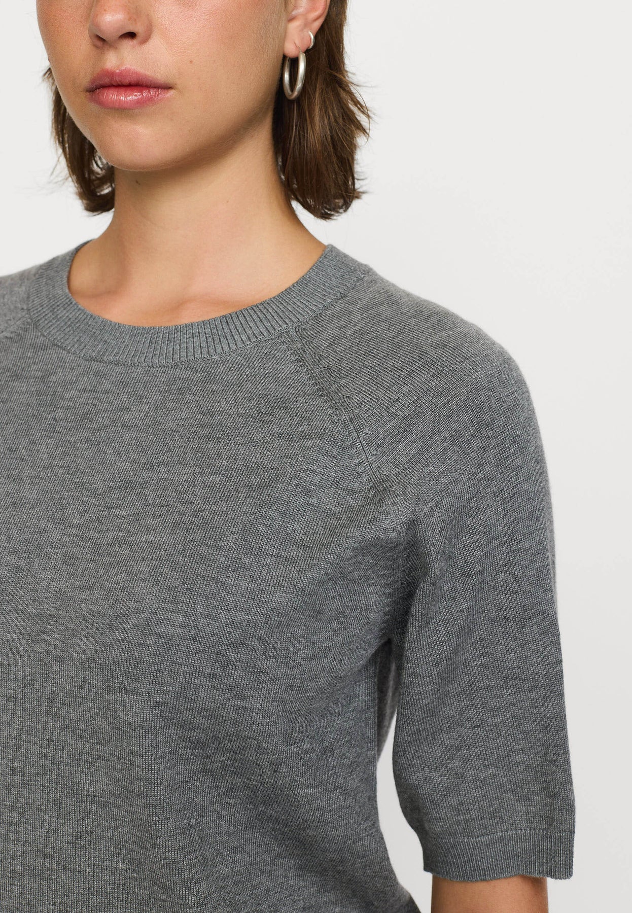 SRMarla SS O-neck Knit, Medium Grey Melange