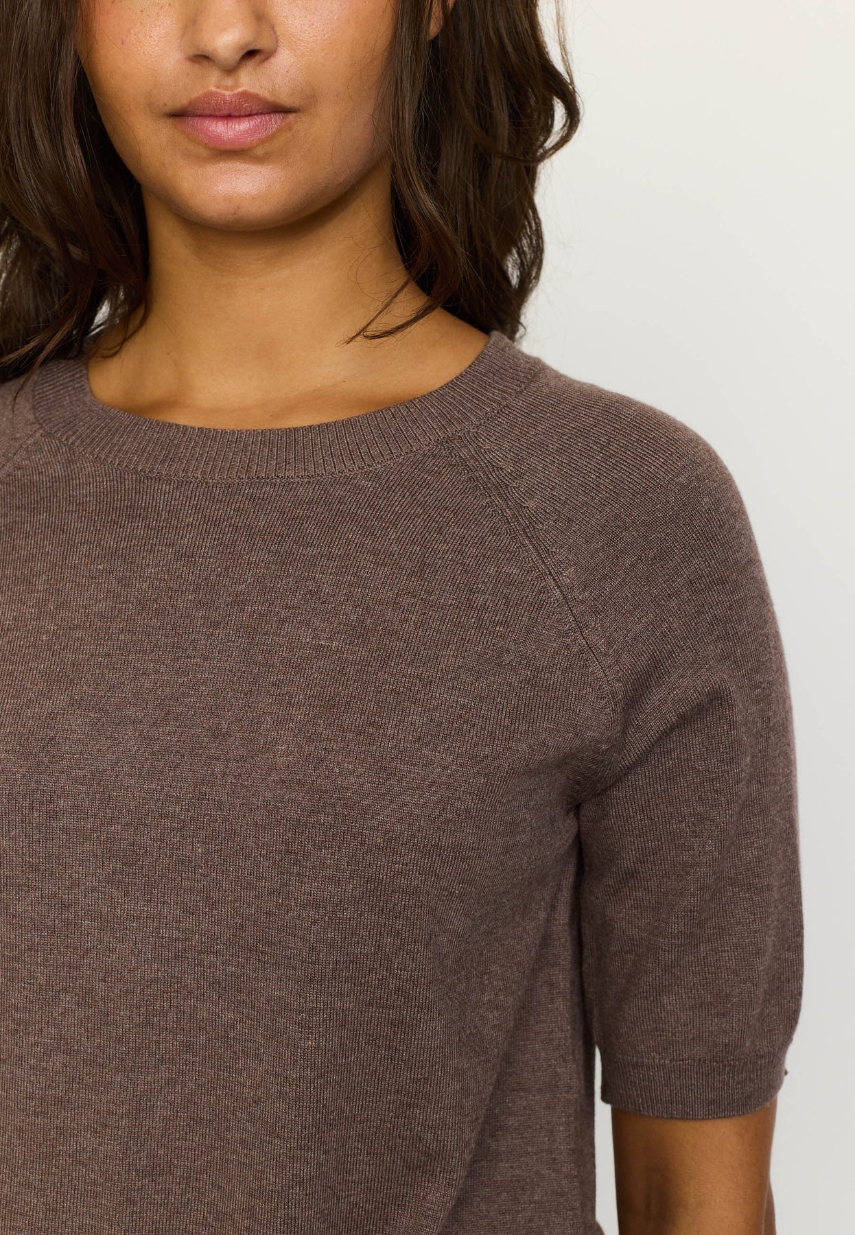SRMarla SS O-neck Knit, Coffee Quartz Melange