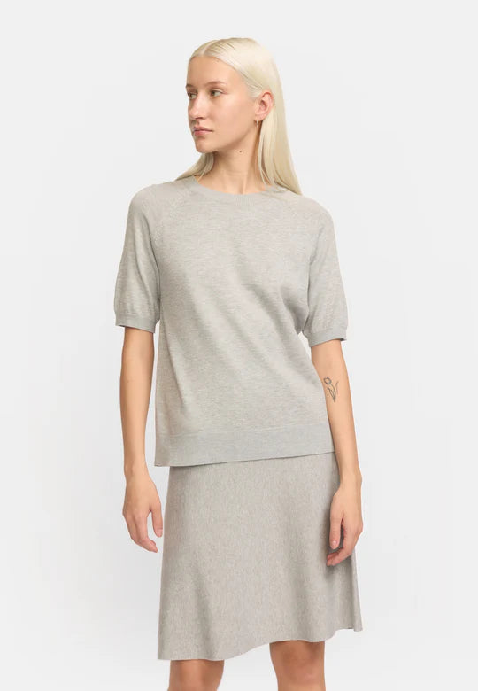 SRMarla SS O-neck Knit, Light Grey Melange