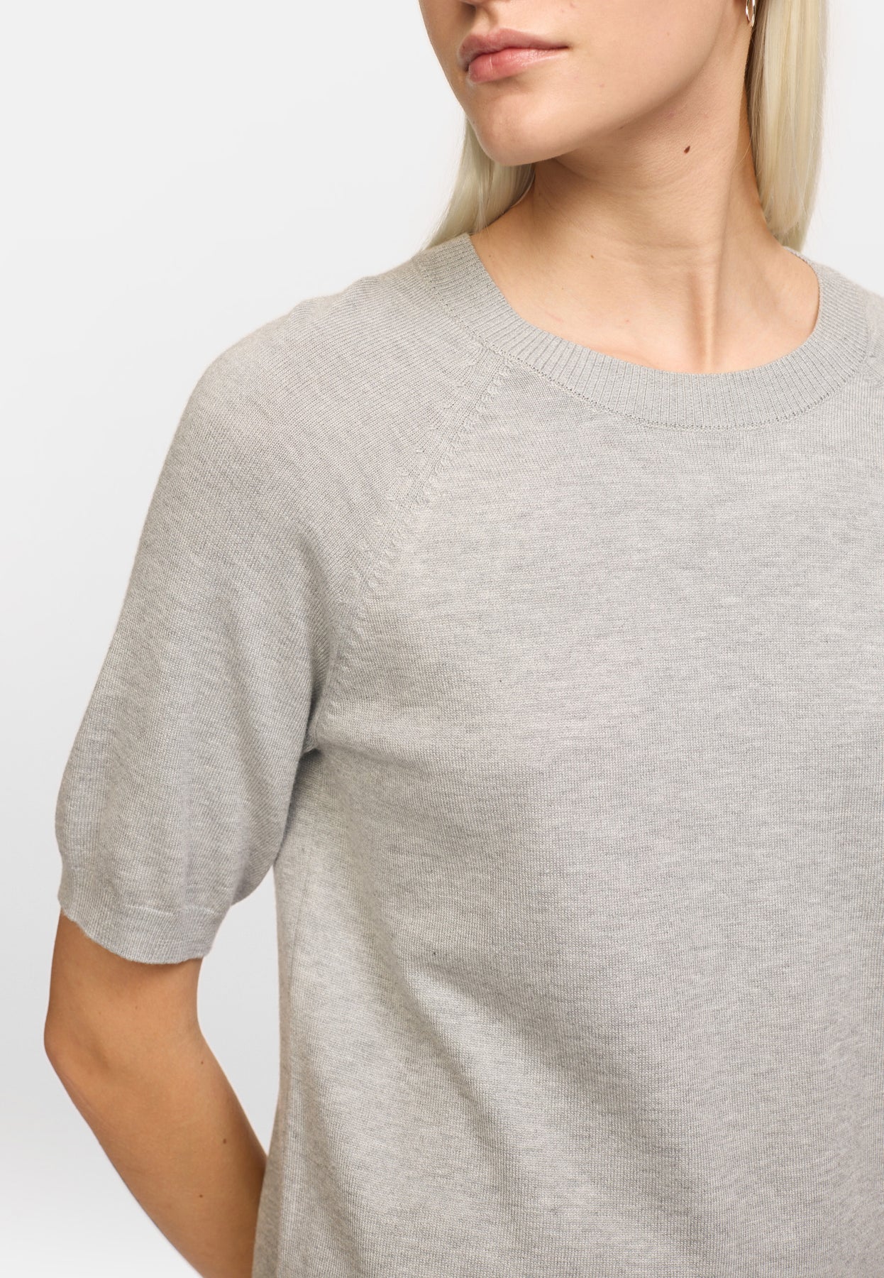 SRMarla SS O-neck Knit, Light Grey Melange