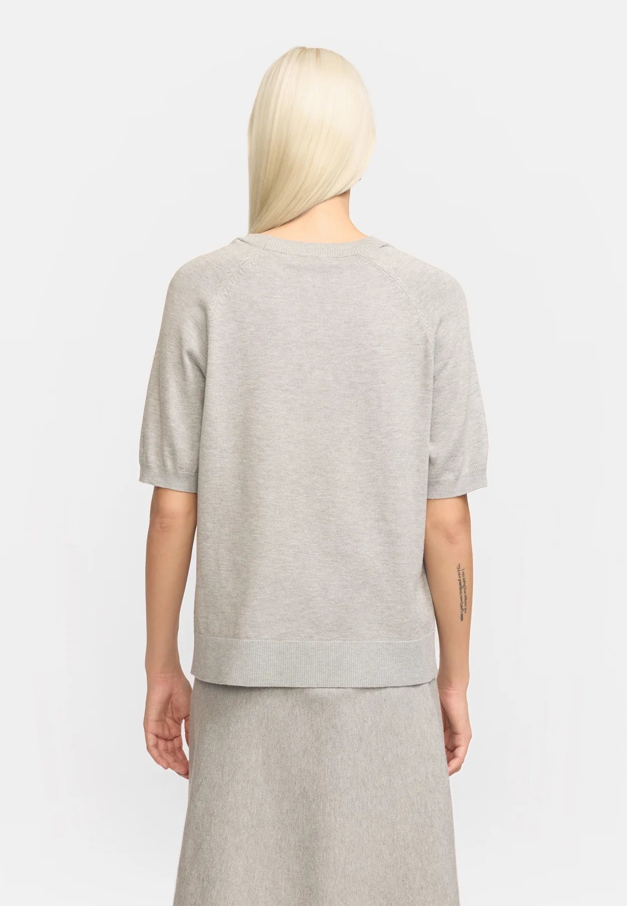 SRMarla SS O-neck Knit, Light Grey Melange