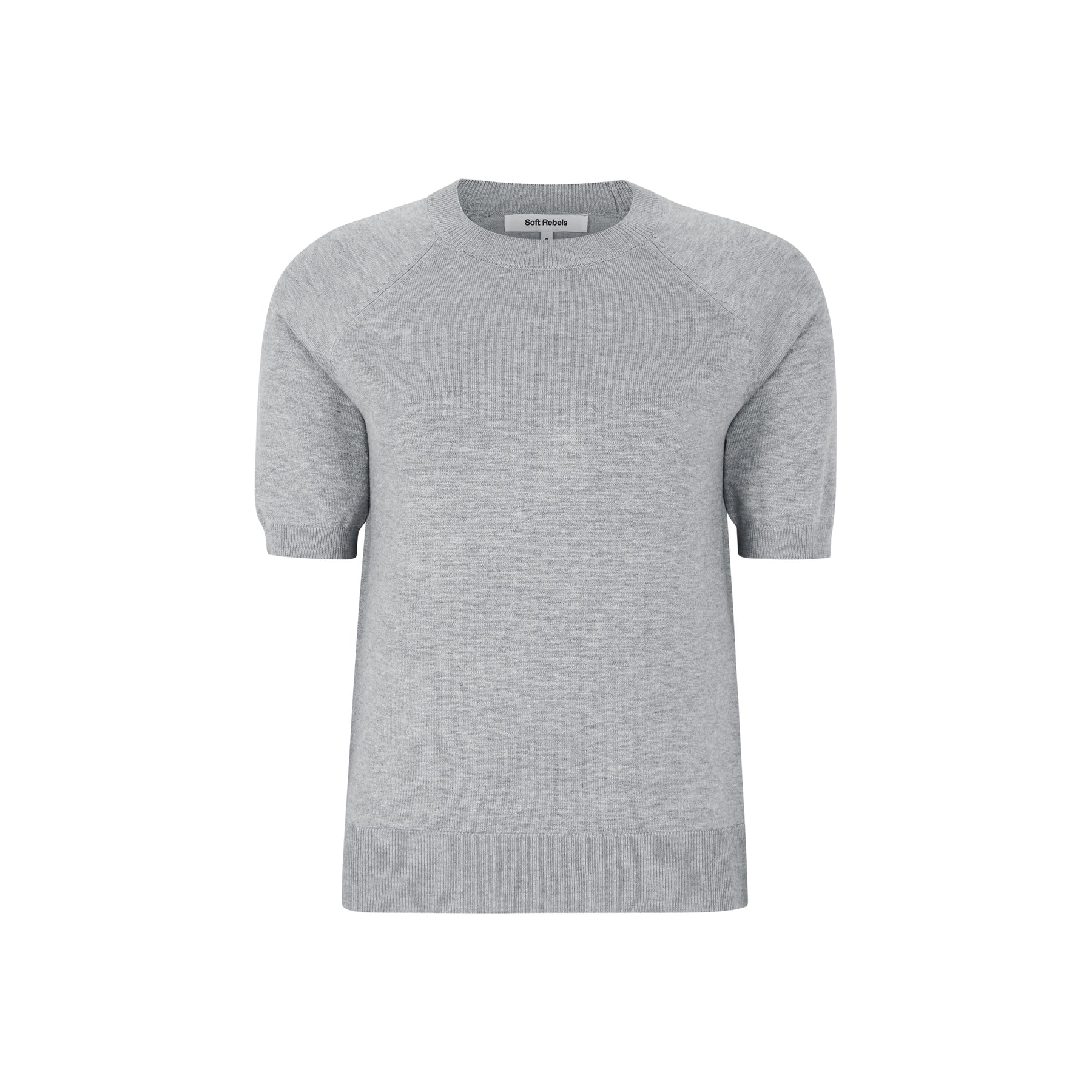 SRMarla SS O-neck Knit Light Grey Melange