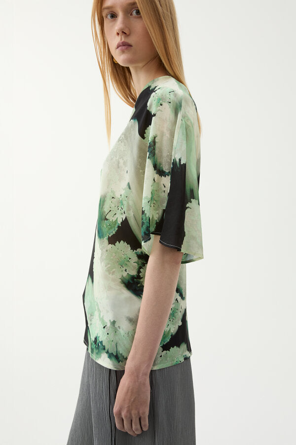 Bono Blouse, Blurry Flower Green