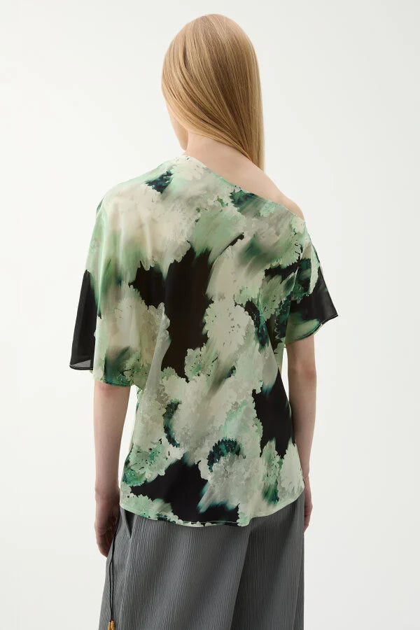 Bono Blouse, Blurry Flower Green
