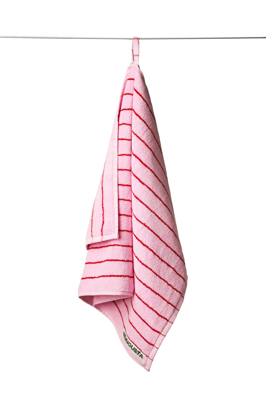 Naram Hand Towel, Baby Pink & Ski Patrol Red