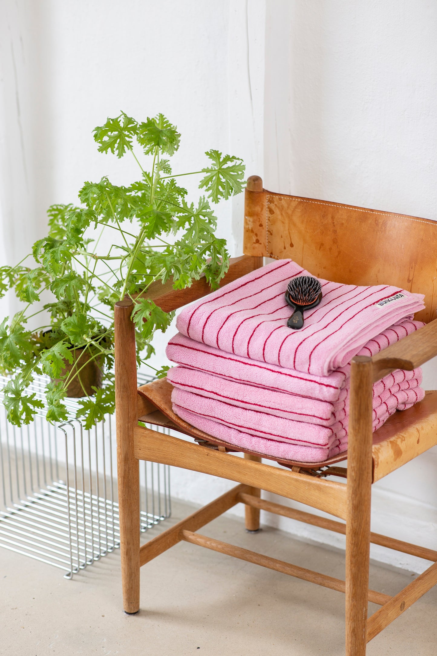 Naram Bath Towel, Baby Pink & Ski Patrol Red
