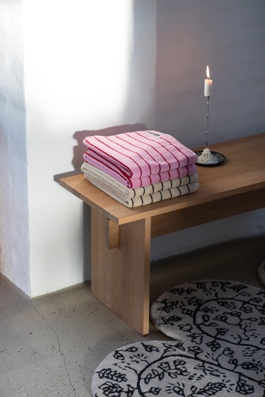 Naram Hand Towel, Baby Pink & Ski Patrol Red