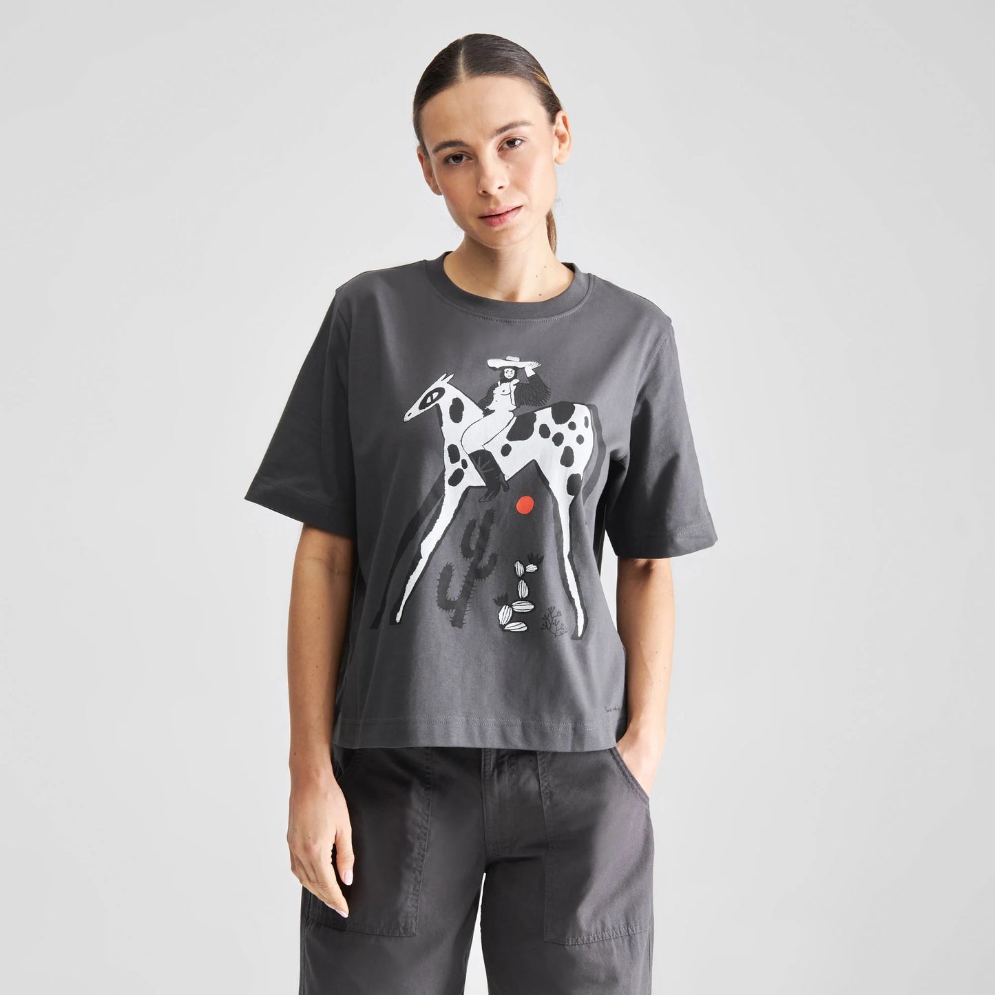 T-shirt Vadstena Cowgirl, Charcoal