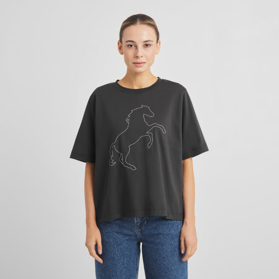 T-shirt Vadstena Wild Horse Stitch, Charcoal