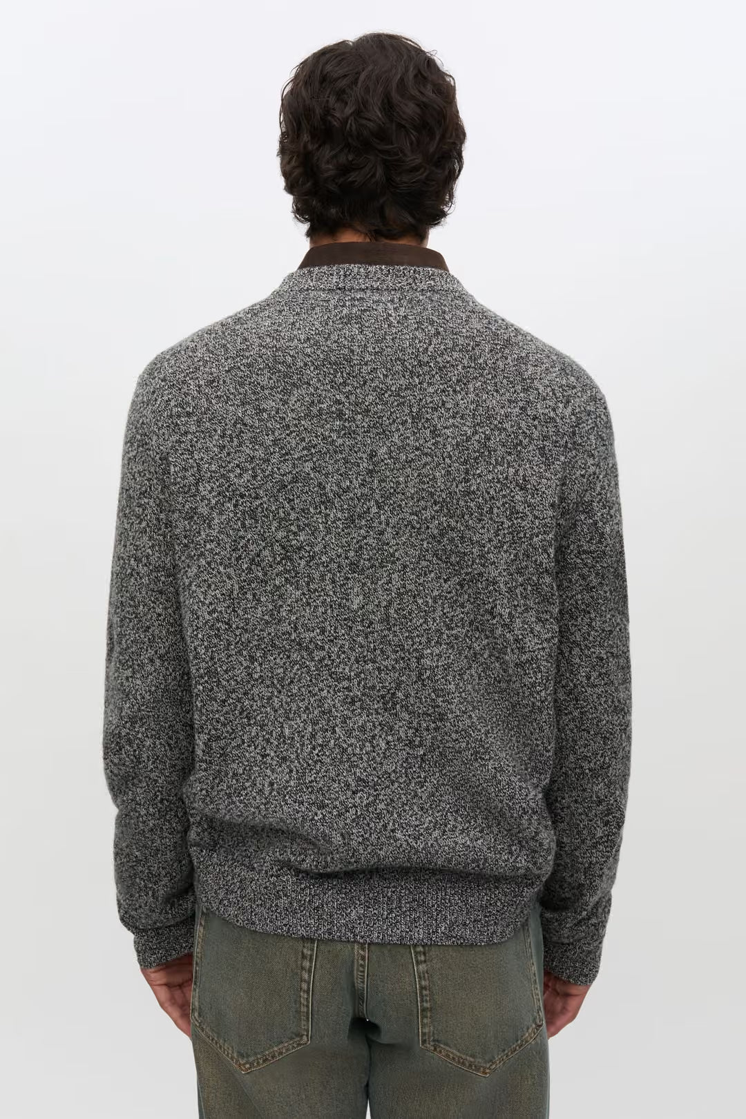 Isak Knit Sweater, Black White Mel