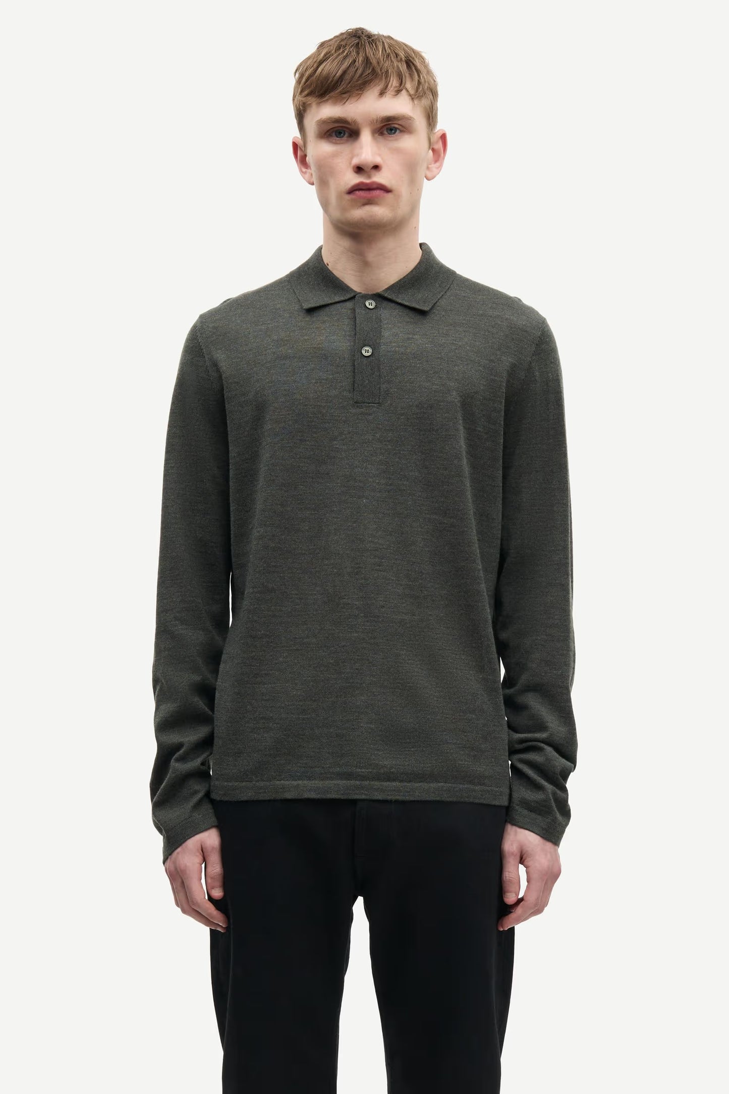 Sarowan LS Polo, Dark Evergreen Mel