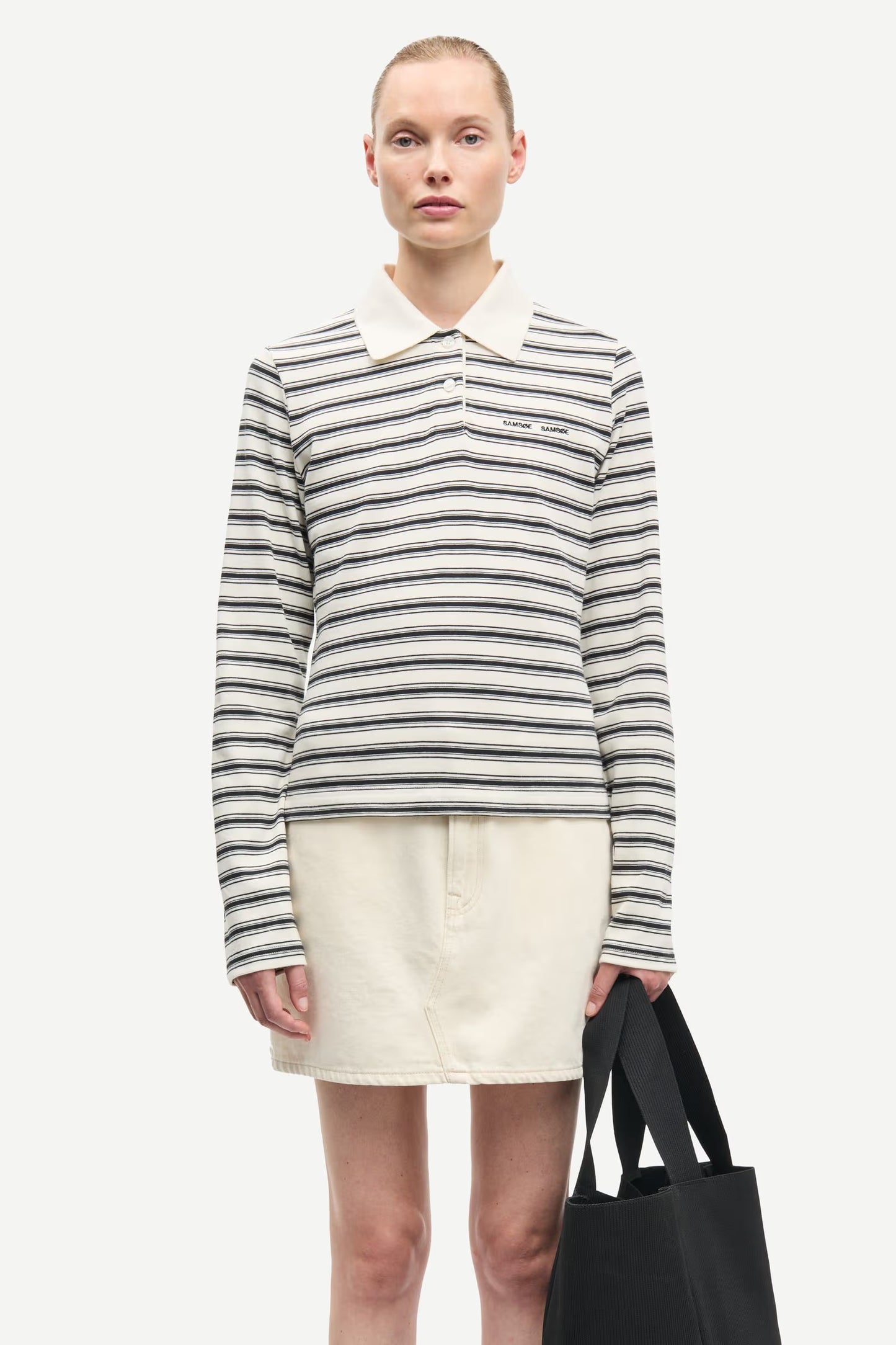Sadonell LS Polo, Egret Stripe
