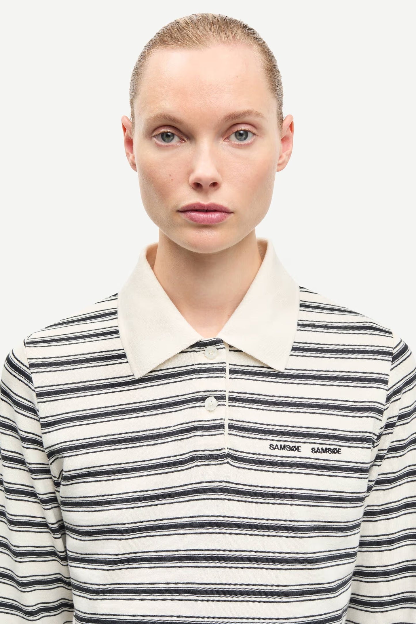 Sadonell LS Polo, Egret Stripe