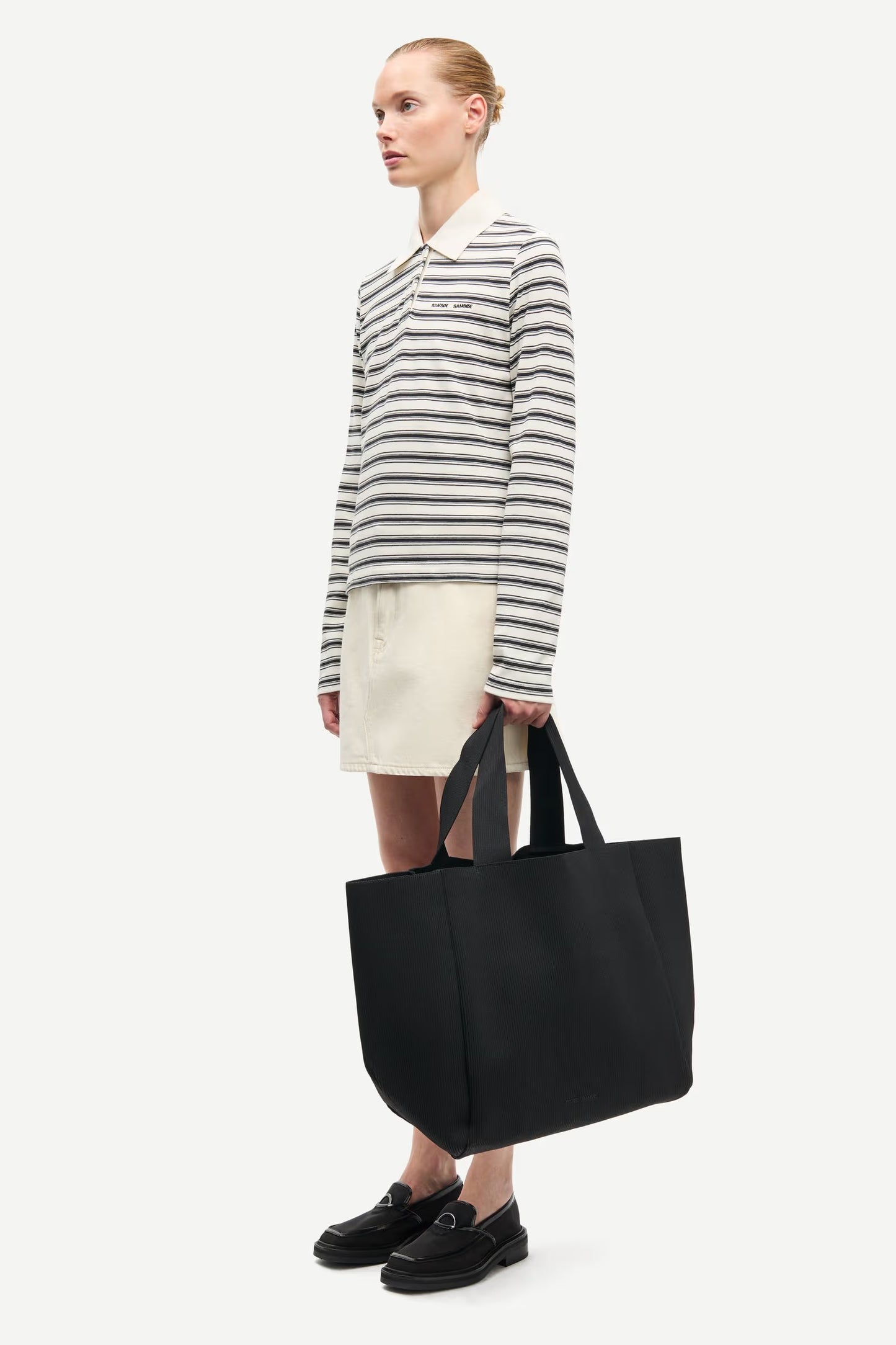 Sadonell LS Polo, Egret Stripe