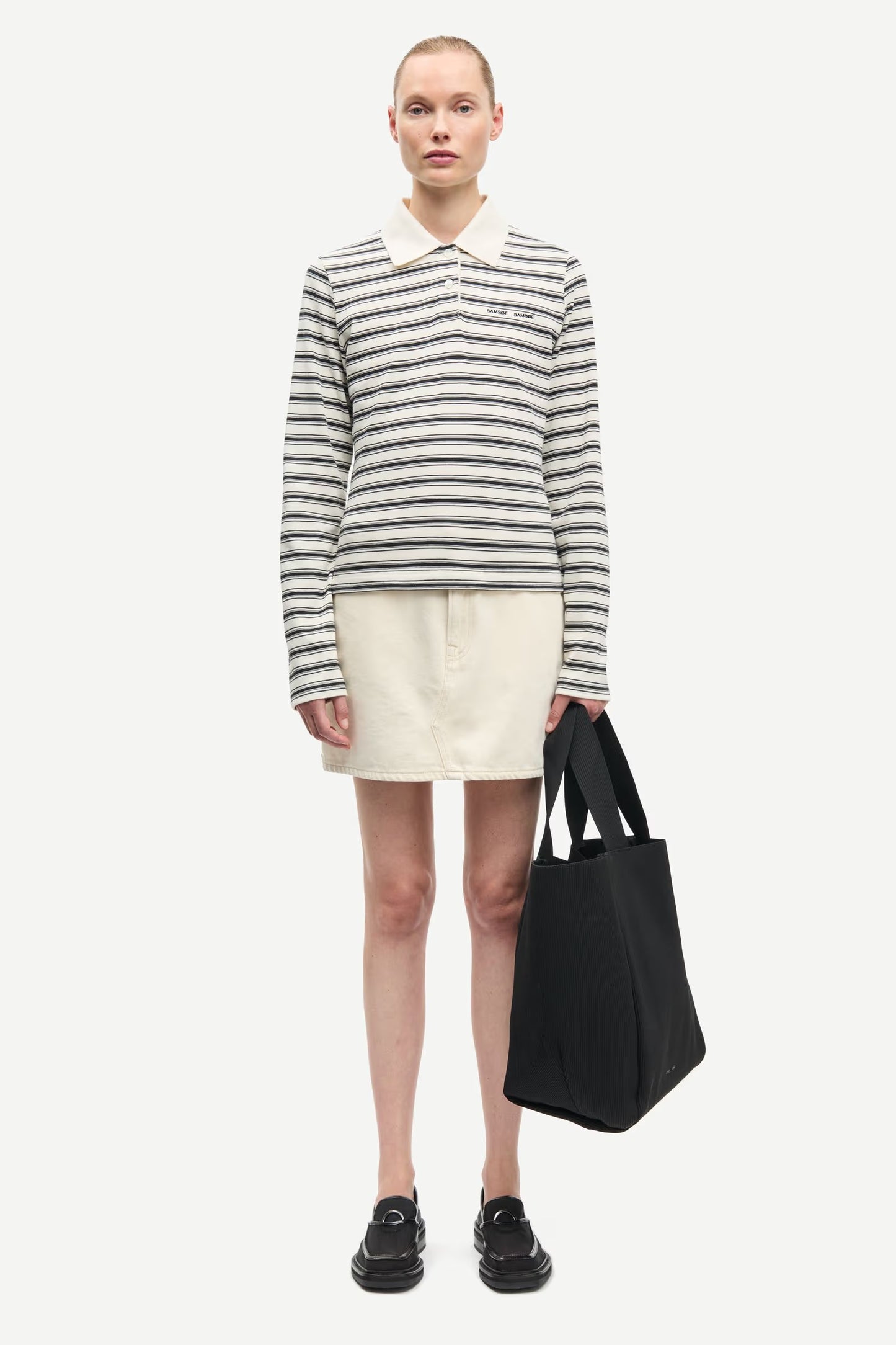 Sadonell LS Polo, Egret Stripe