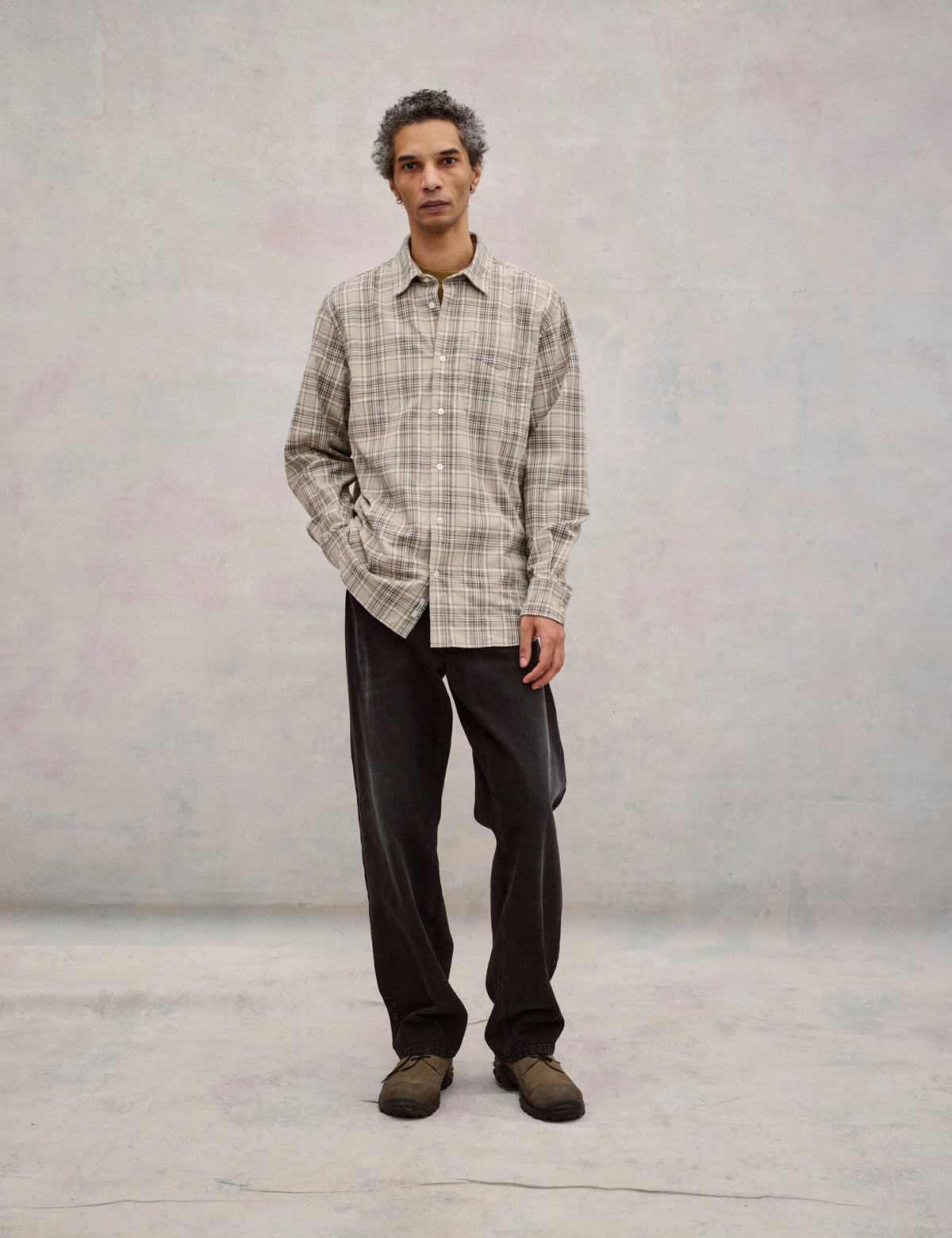 Ridge Flannel Shirt, Khaki Check