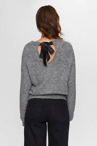 Nuriette Bow Pullover, Medium Grey Melange