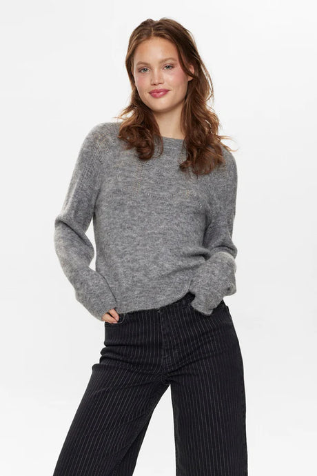 Nuriette Bow Pullover Medium Grey Melange, Såininorden