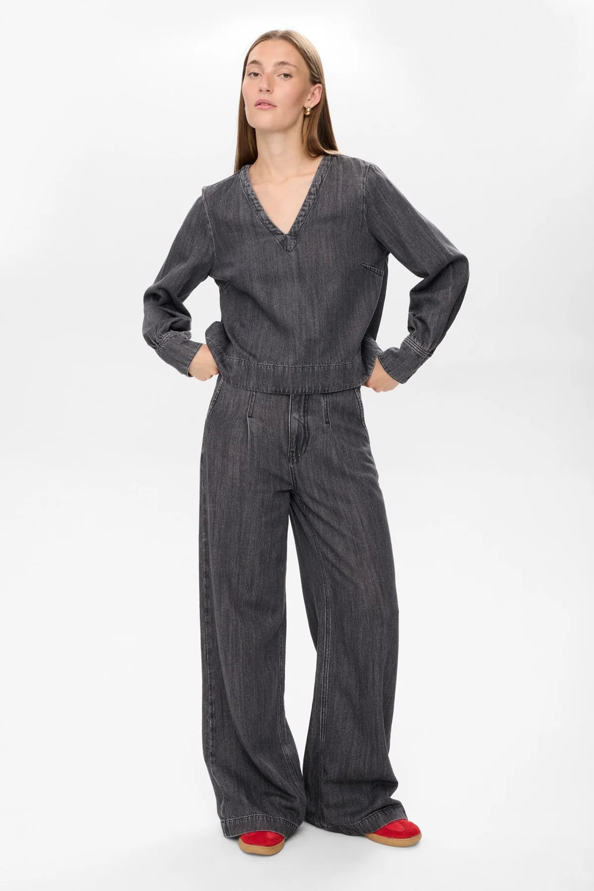 Nuseoul Blouse, Medium Grey Denim