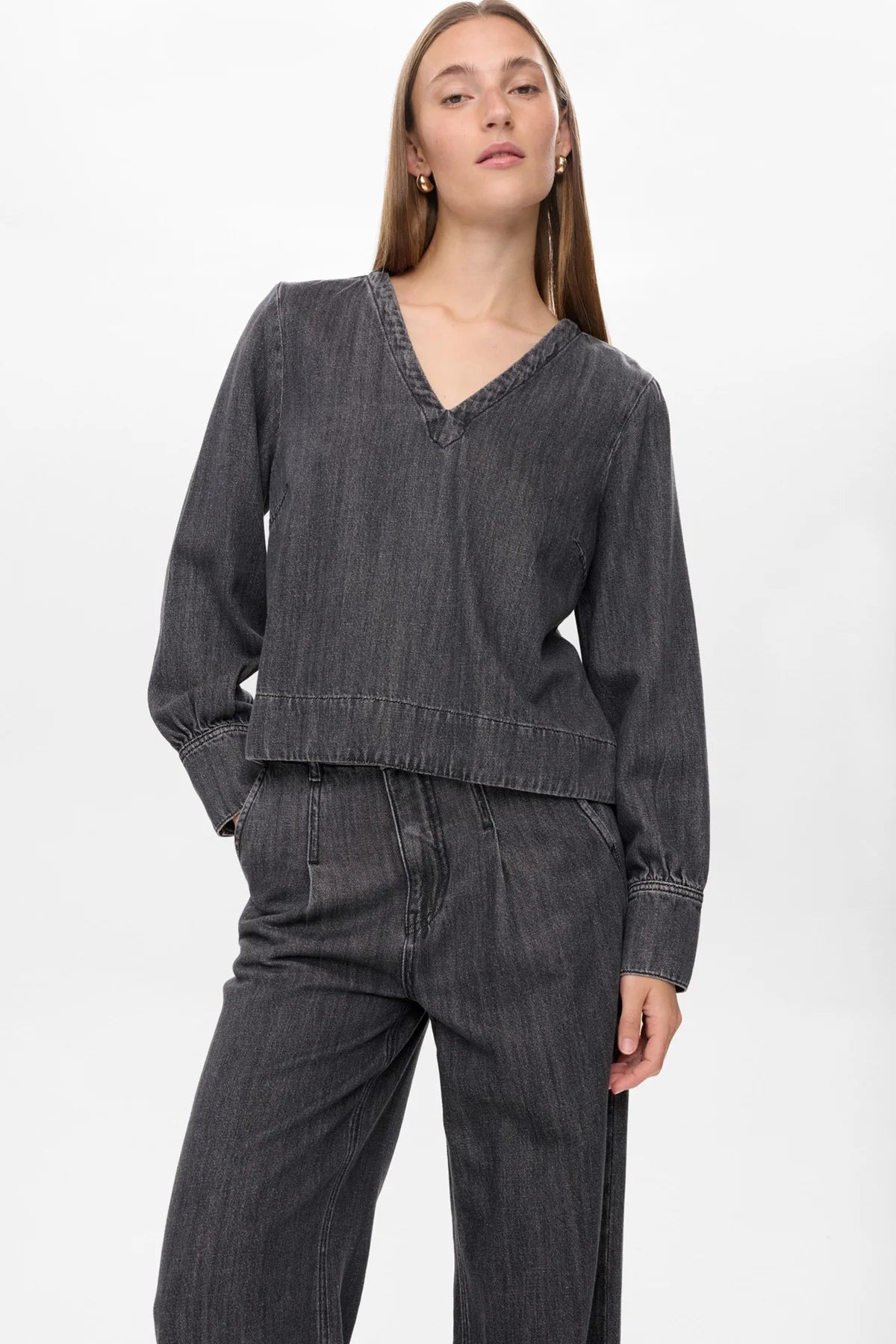 Nuseoul Blouse, Medium Grey Denim