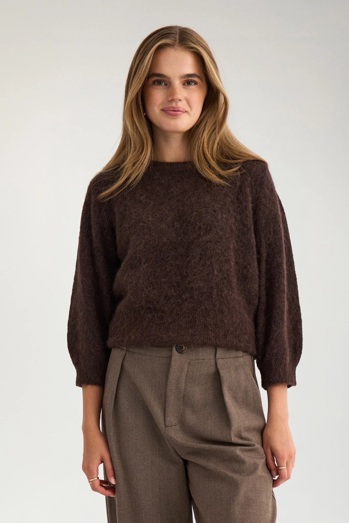 Nusuri Brushed SS Pullover, Chocolate Plum
